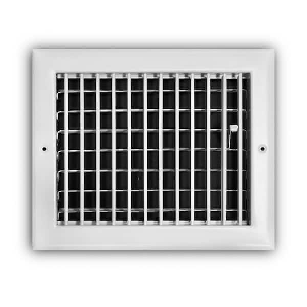 10 in. x 8 in. 1-Way Steel Adjustable Wall/Ceiling Register in White