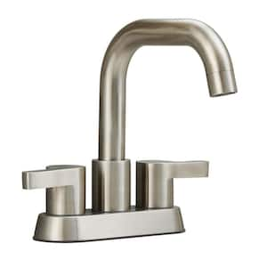 Brushed Nickel Bathroom Faucet 2-Handle 4 in. Centerset, Sink Faucet with Pop Up Drain and CUPC Water Supply Hose