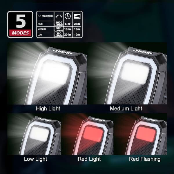 Husky 1000 Lumen Rechargeable Color Changing Utility Light with