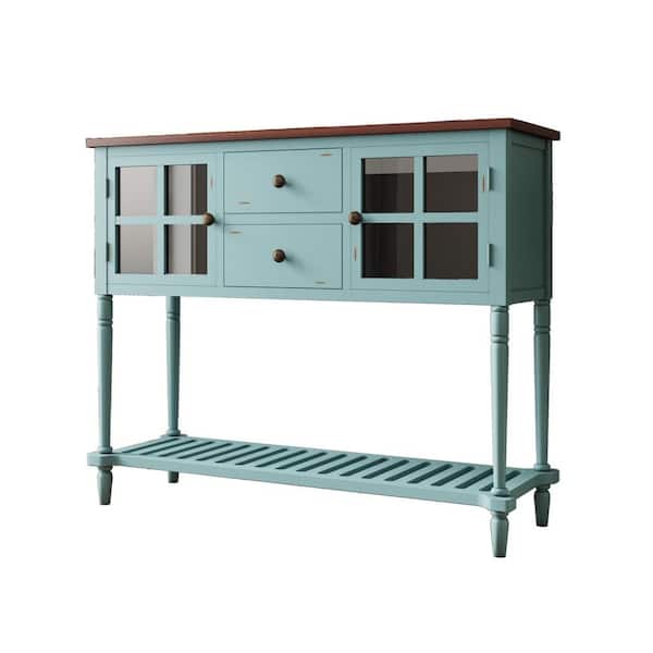 wetiny 42 in. Wood Rectangle Blue Sideboard Console Table