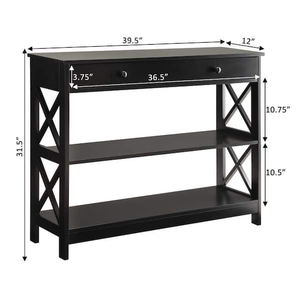 Convenience Concepts Oxford 40 in. Black Standard Rectangle