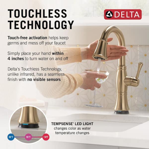 Cassidy Gold Touch2O with Touchless Technology Single Handle Bar Faucet in Lumicoat Champagne Bronze