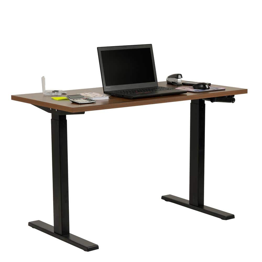 OS Home and Office Furniture Height Adjustable 46 in Danish Walnut Melamine  Manually Adjustable Height Desk 23000 - The Home Depot