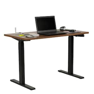 Height Adjustable 46 in Danish Walnut Melamine Manually Adjustable Height Desk