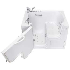 Wheelchair Transfer30 52 in. Walk-In Whirlpool and Air Bath Bathtub in White, Fast Fill Faucet,Heated Seat,LH Dual Drain
