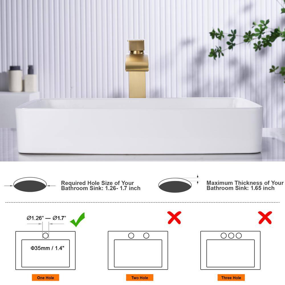 Brushed Gold Stainless Steel Single Handle Vessel Sink Faucet