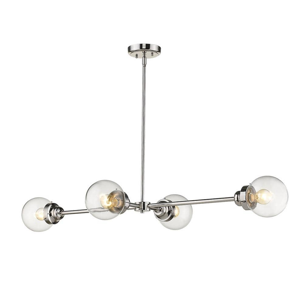 Portsmith Polished Nickel 48" Linear Glass Chandelier with LED