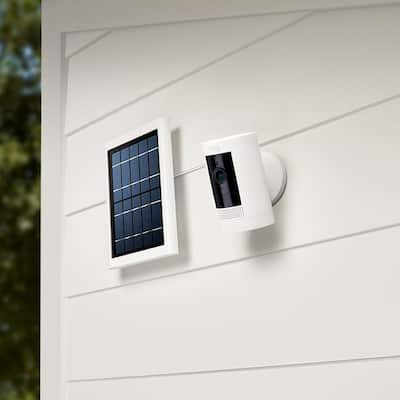 Stick Up Cam Wireless Indoor/Outdoor Standard Security Camera in White wtih Solar Panel