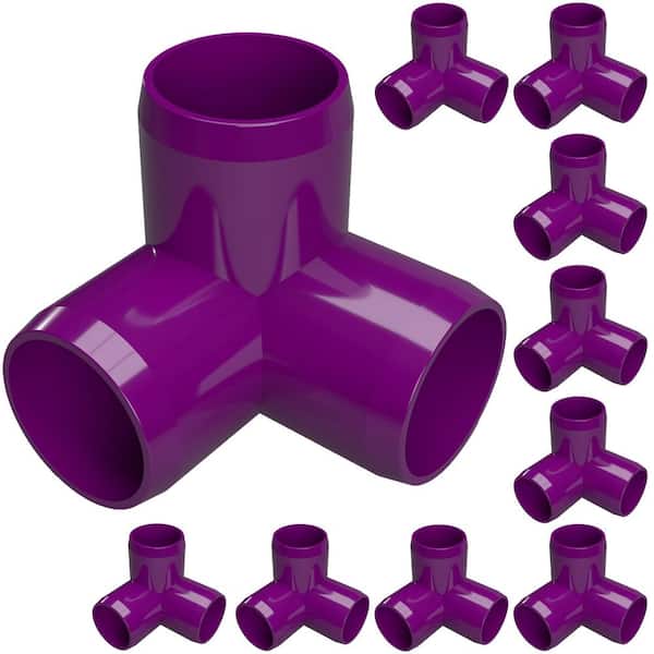 Formufit 1/2 in. Furniture Grade PVC 3-Way Elbow in Purple (10-Pack)