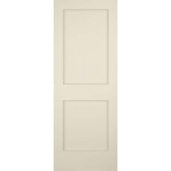 Builders Choice 30 in. x 80 in. Left-Handed 2-Panel Shaker Solid Core Primed Pine Wood Single Prehung Interior Door