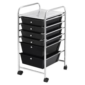 6 Drawer Steel Rolling Storage Cart Scrapbook Paper Office Organizer Black