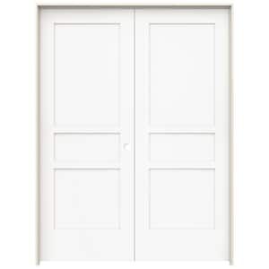 28 in. x 80 in. Tria Modern White Left-Hand Mirrored Glass Molded Composite Double Prehung Interior Door