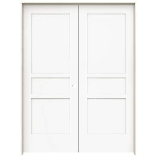 30 in. x 80 in. Tria Modern White Left-Hand Mirrored Glass Molded Composite Double Prehung Interior Door
