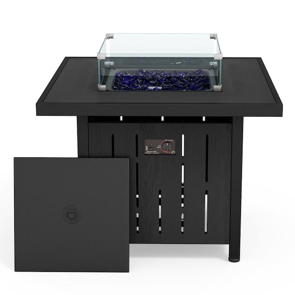 42,000 BTU Outdoor Natural Gas Fire Pit Table with Hidden Tank Storage