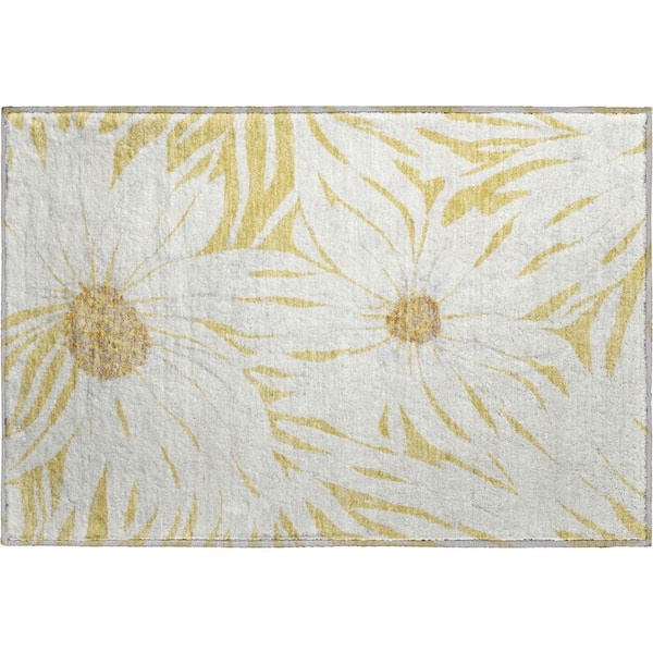 Mayfield Premium Machine Washable Abstract AMF2263 Gold 2 ft. x 3 ft. Accent Rug