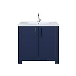 Austin 36 in. W x 20 in. D Bath Vanity in Navy with Acrylic Vanity Top in White with White Basin