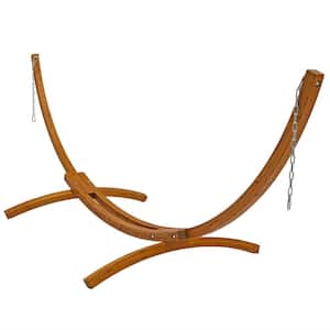 12 ft. Wood Curved Hammock Stand with Hooks and Chains