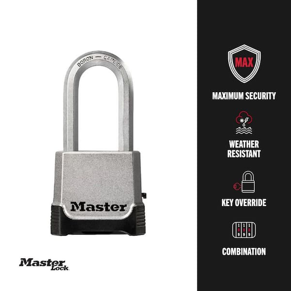 Heavy Duty Outdoor Combination Lock, Resettable, 2 in. Shackle