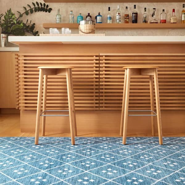 Kota Machine Washable Indigo 2.6 ft. x 8 ft. Indoor Area Rug