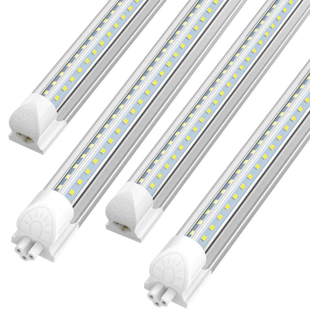 らいらいShop BIBIVIS 4-Pack 8 ft. 100-Watt T8 LED White Shop Light for Garage
