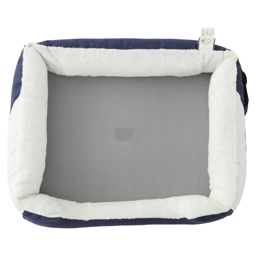 Medium Blue Faux-Fur Electronic Heating and Cooling Pet Bed