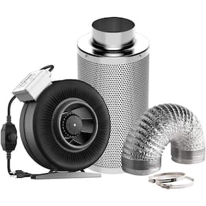 6 in. 440 CFM Inline Fan with Speed Controller, 6 in. Carbon Filter and 8 ft. of Ducting