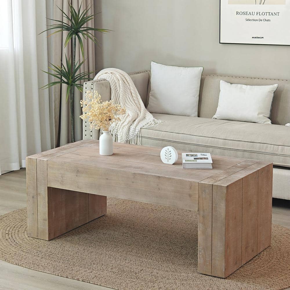 40.35 in. Rectangle Natural Wood Coffee Table