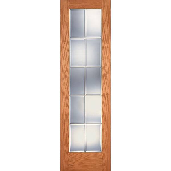 Feather River Doors 24 in. x 80 in. 10 Lite Unfinished Oak Clear Bevel Brass Woodgrain Interior Door Slab