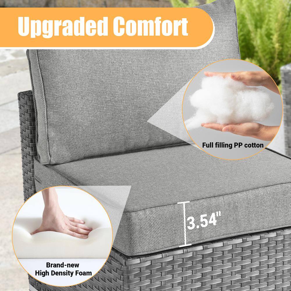 Gray Wicker 8-Piece Outdoor Sofa Set with Cushions