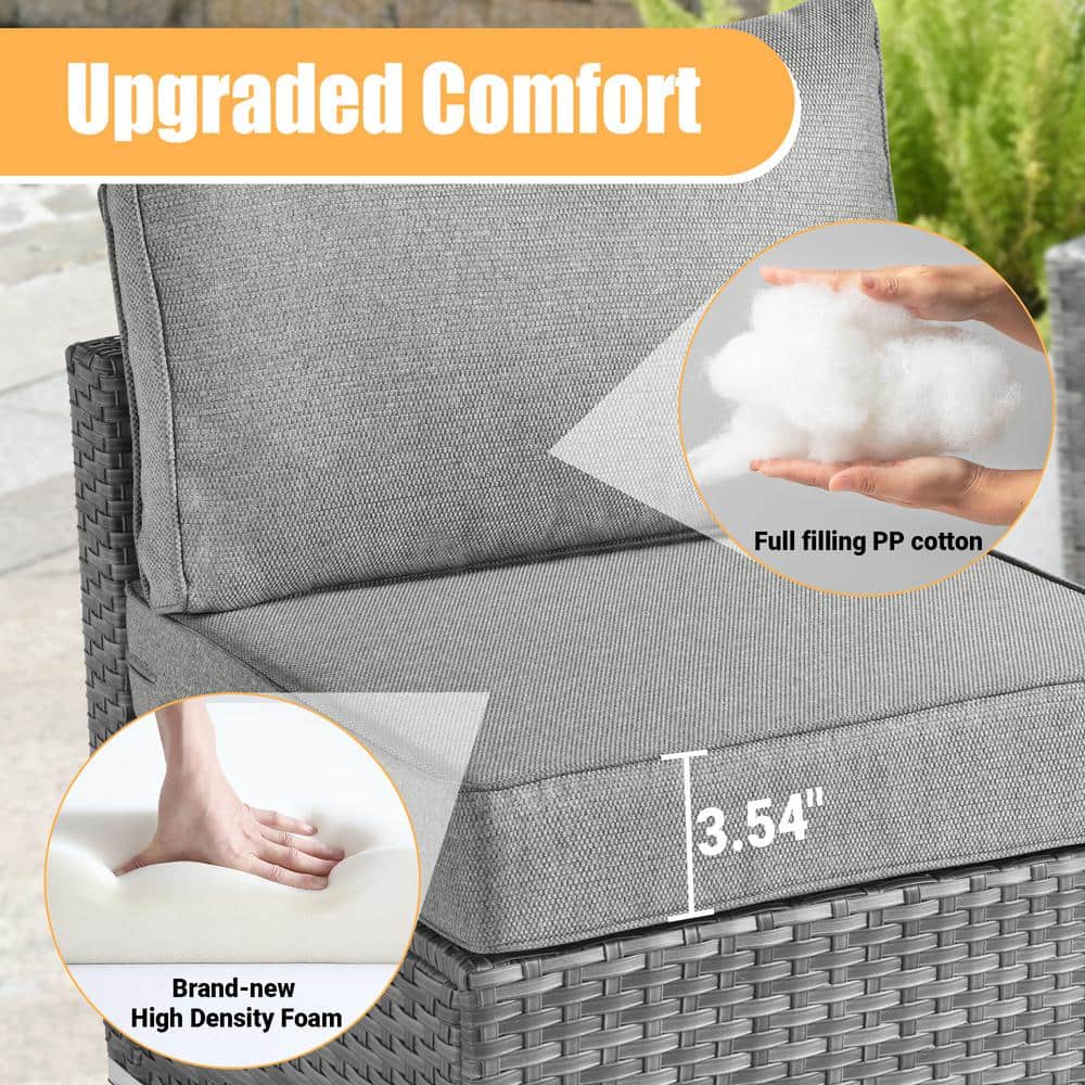 Gray Wicker 8-Piece Outdoor Sofa Set with Cushions