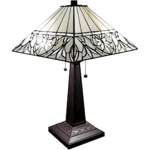 23 in. 2-Light White Tiffany Style Mission Table Lamp