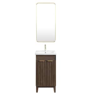 Palos 18.1 in.W x 18.1 in.D x 34.8 in.H Single Sink Bath Vanity in Antique Brown with White Ceramic Basin Top and Mirror