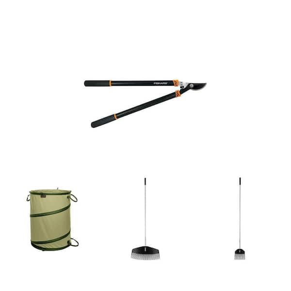 28 in. Bypass Lopper, 67 in. Leaf Rake, 66 in. Shrub Rake and 30 Gal. Leaf Bag Combo