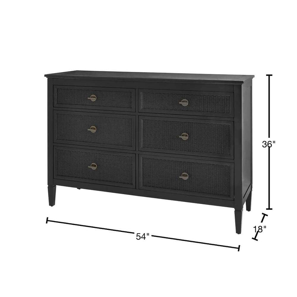 Marsden Patina Wood Finish 6-Drawer Cane Dresser (54 in W. X 36 in H.) - thumbnail 3
