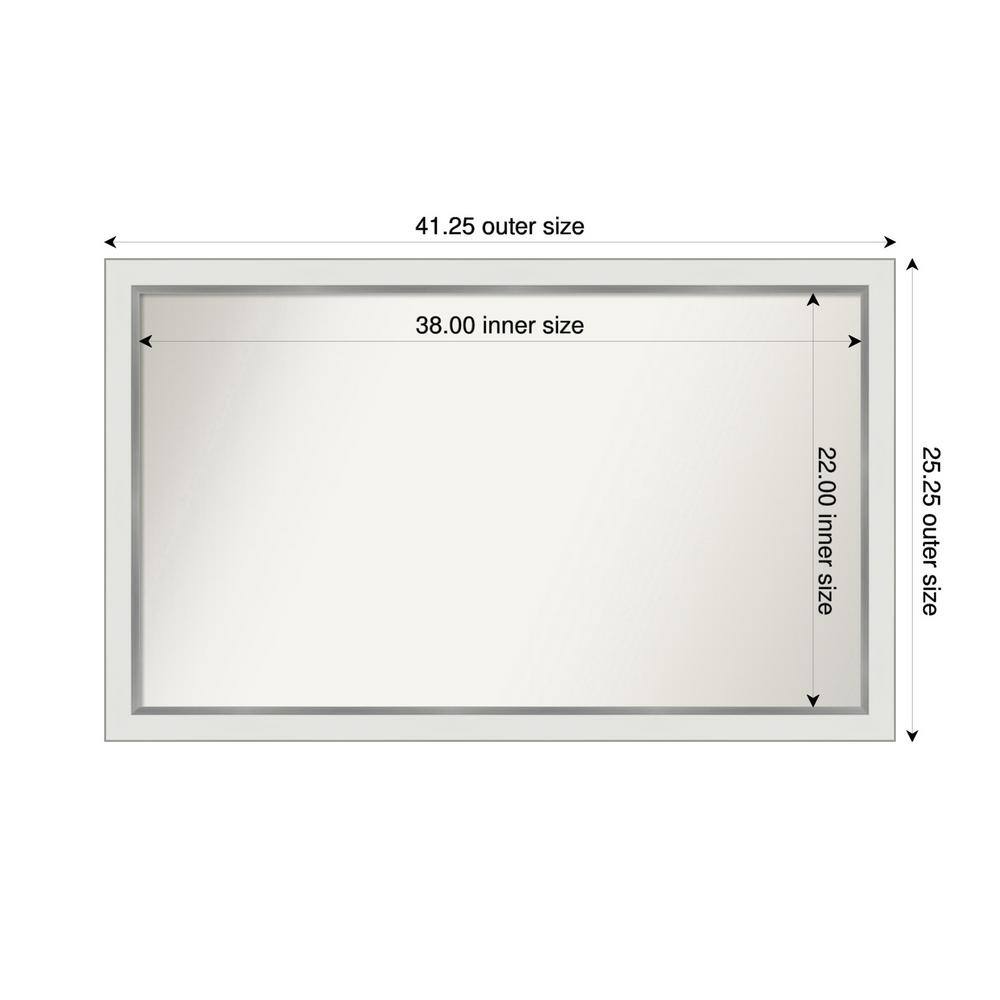 Medium Rectangle Satin White Silver Casual Mirror (25 in. H x 41 in. W) price history on PriceWatchPro