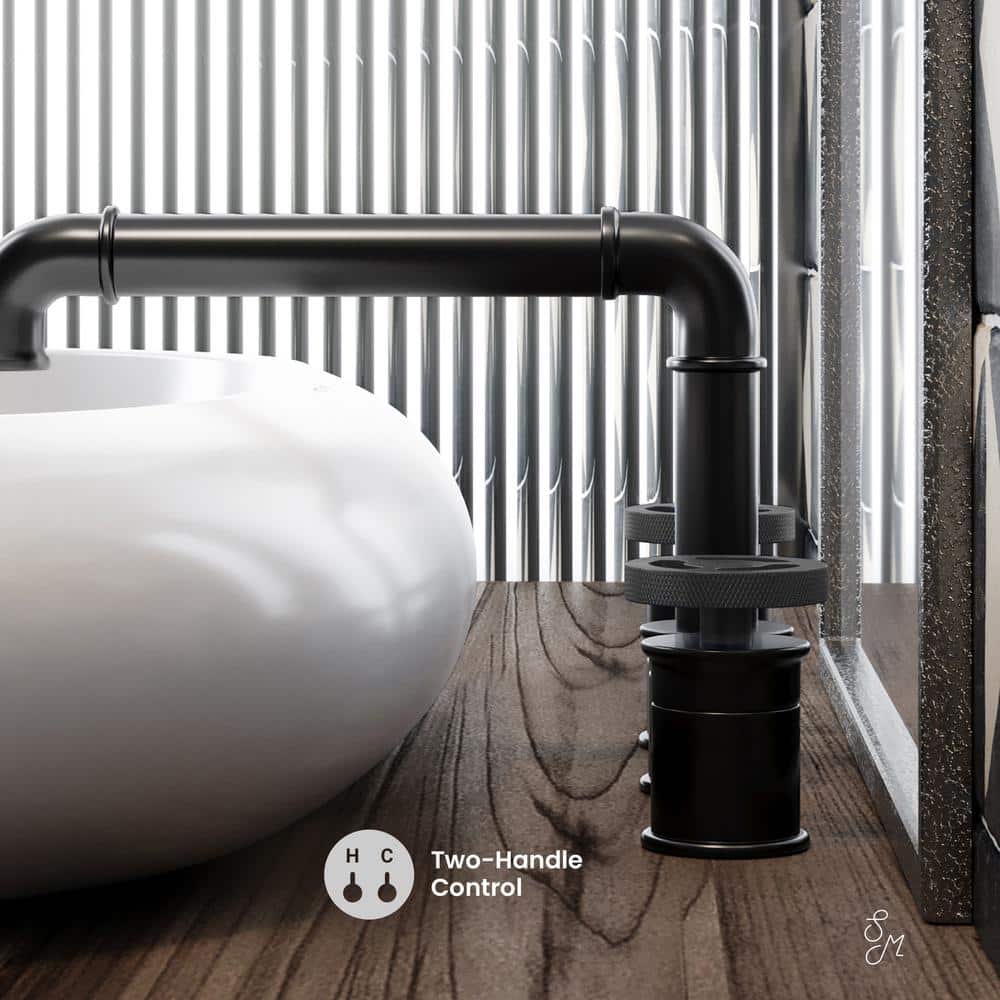 Avallon Matte Black Double-Handle Widespread Bathroom Faucet