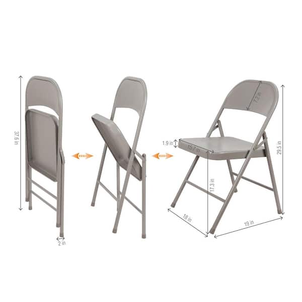 HDX Steel Folding Chair-Beige 00234 - The Home Depot