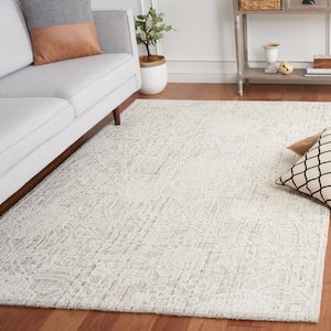 Ebony Gray/Ivory 6 ft. x 6 ft. Floral Square Area Rug