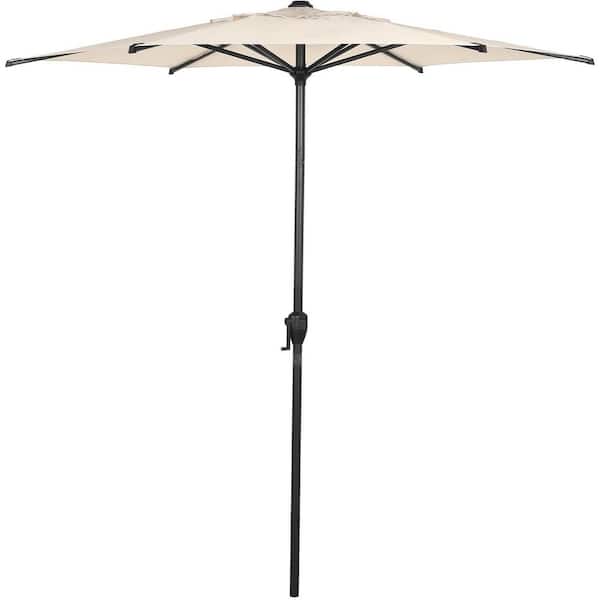 Unbranded 7.5 ft. Steel Market Patio Umbrella in Beige with Push Button Tilt