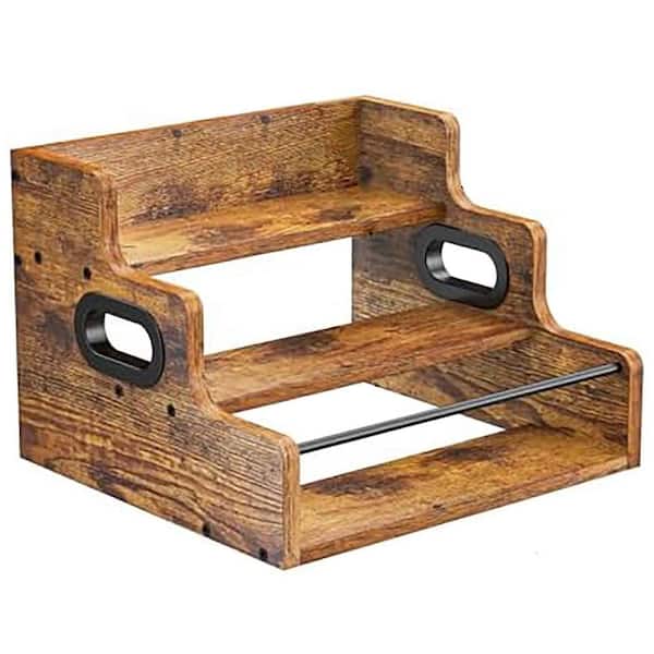 Multi Floating Shelves 3 Step Countertop Wine Rack 16 in W x 12 in D Retro Wood Shelf Stand Whiskey Spirits Coffee Syrup