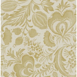 Culver Yellow Mustard Matte Jacobean Non-Pasted Non-Woven Paper Wallpaper