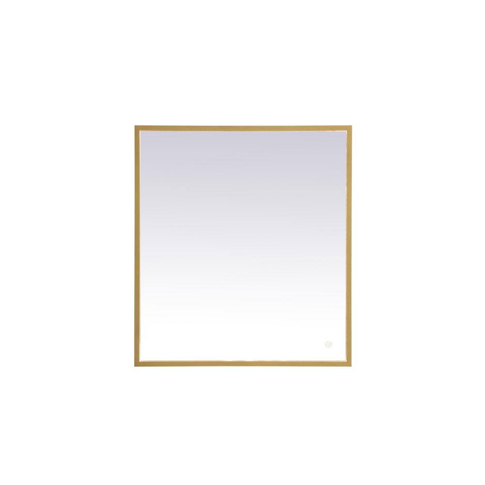 Timeless Home 27 in. W x 30 in. H Aluminum Brass LED Mirror
