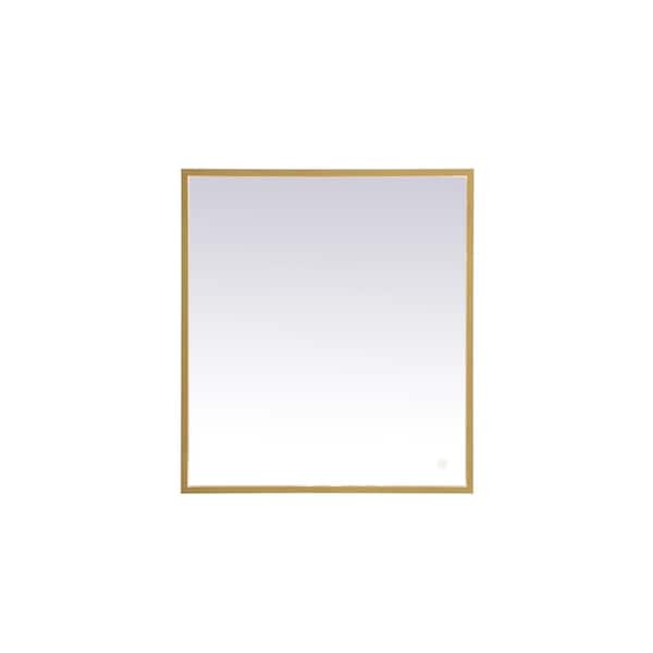 Unbranded Timeless Home 27 in. W x 30 in. H Aluminum Brass LED Mirror