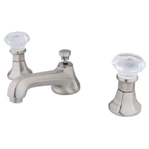 Crystal 8 in. Widespread 2-Handle Mid-Arc Bathroom Faucet in Brushed Nickel