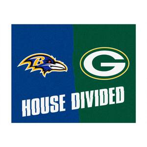 NFL Ravens/Packers Blue House Divided 3 ft. x 4 ft. Area Rug