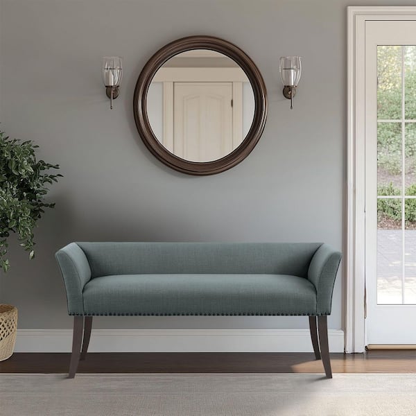 Madison Park Antonio Slate Blue Flared Arms Accent Bench 23 in. H x 49.5 in. W x 19.25 in. D