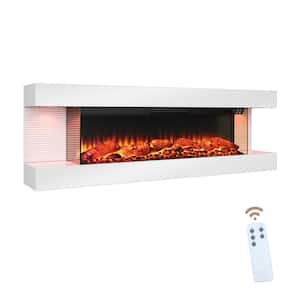 50-inch Wall Mounted Hanging Electric Fireplace with Remote Control in Black