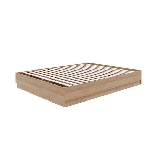 Milano Brown Oak Frame Queen Size Platform Bed