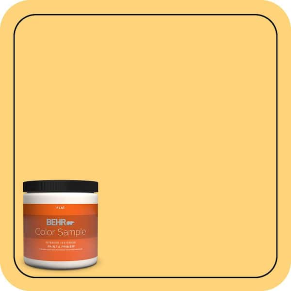 BEHR PREMIUM PLUS 8 oz. #P260-5 Yellow Jubilee Flat Interior/Exterior Paint & Primer Color Sample