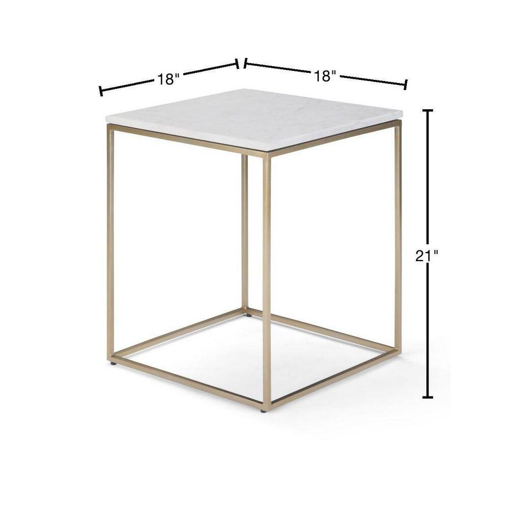 White Marble and Gold Metal Modern Accent Table